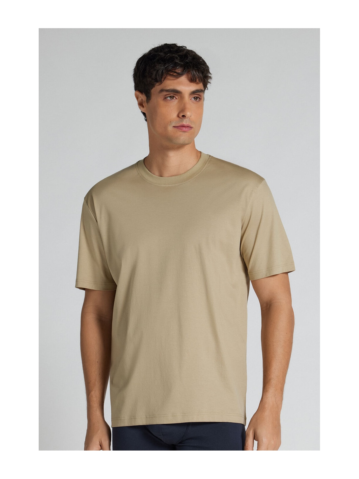 Camiseta De Manga Curta Em Algodão Premium Superlight Bege Intimissimi