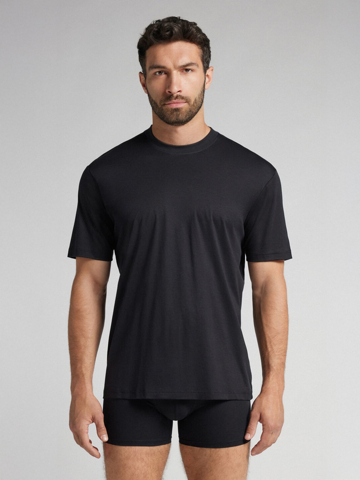 Camiseta De Manga Curta Em Algodão Premium Superlight Preto Intimissimi
