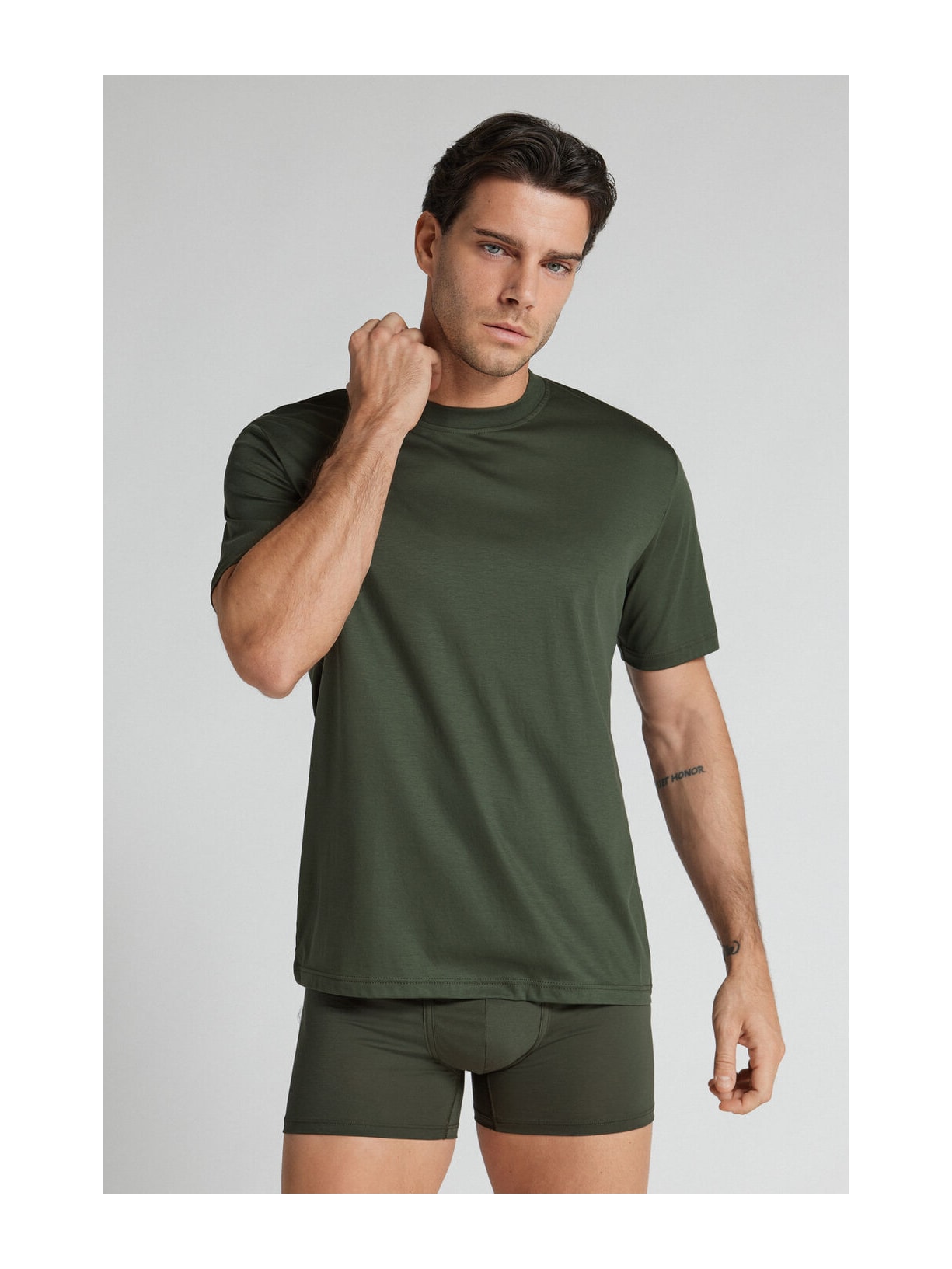 Camiseta De Manga Curta Em Algodão Premium Superlight Verde Intimissimi