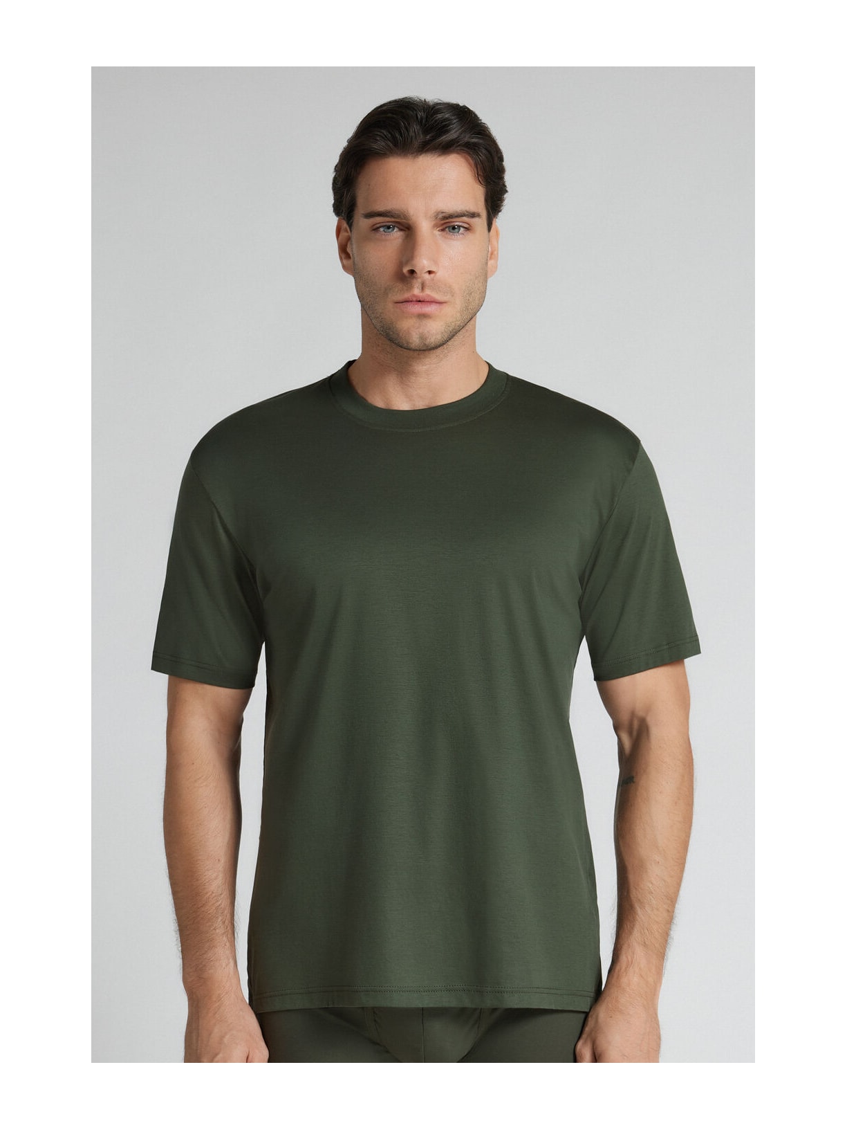 Camiseta De Manga Curta Em Algodão Premium Superlight Verde Intimissimi