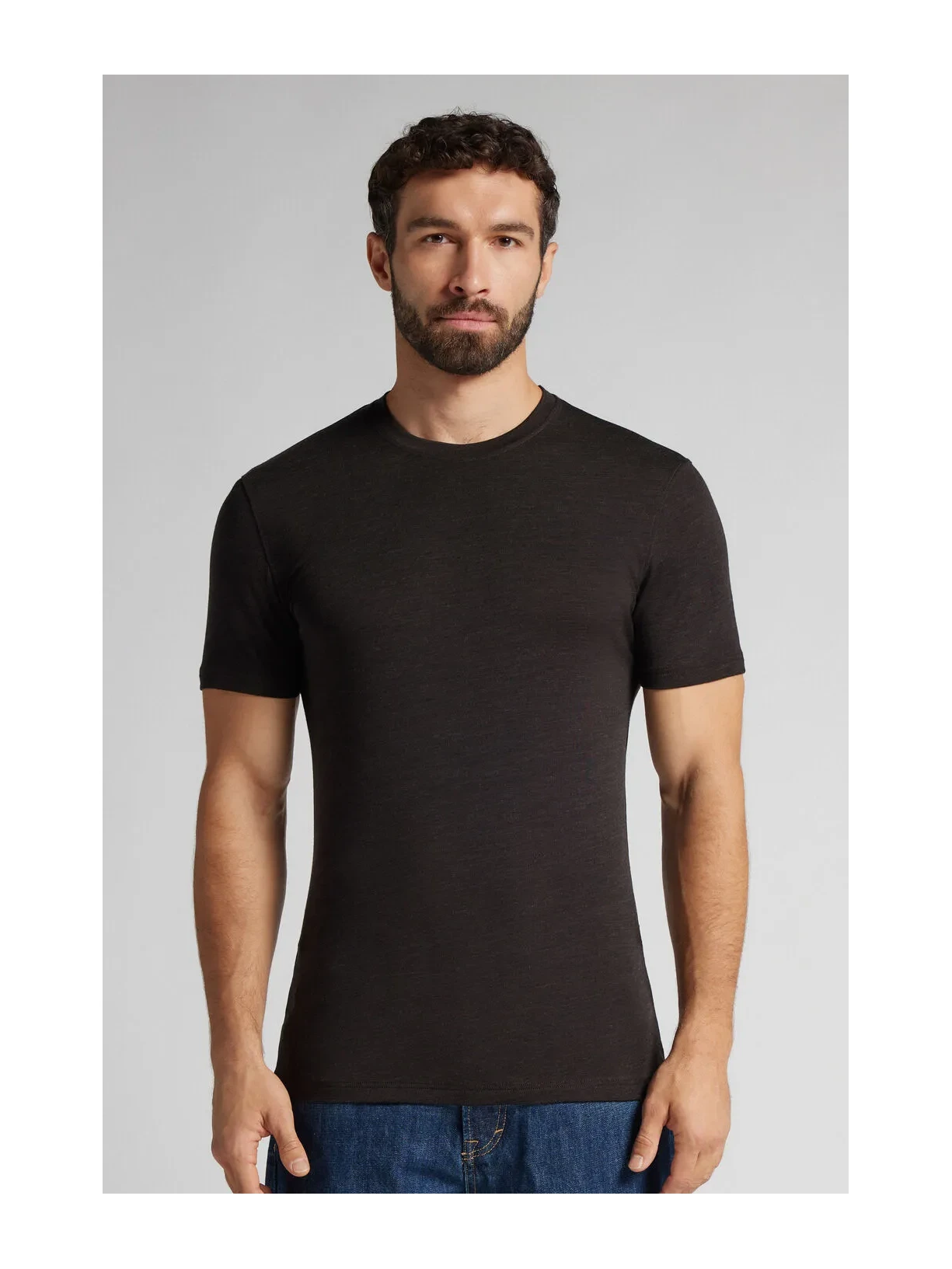 Camiseta De Manga Curta Em Lã Merino Elástica Marrom Intimissimi