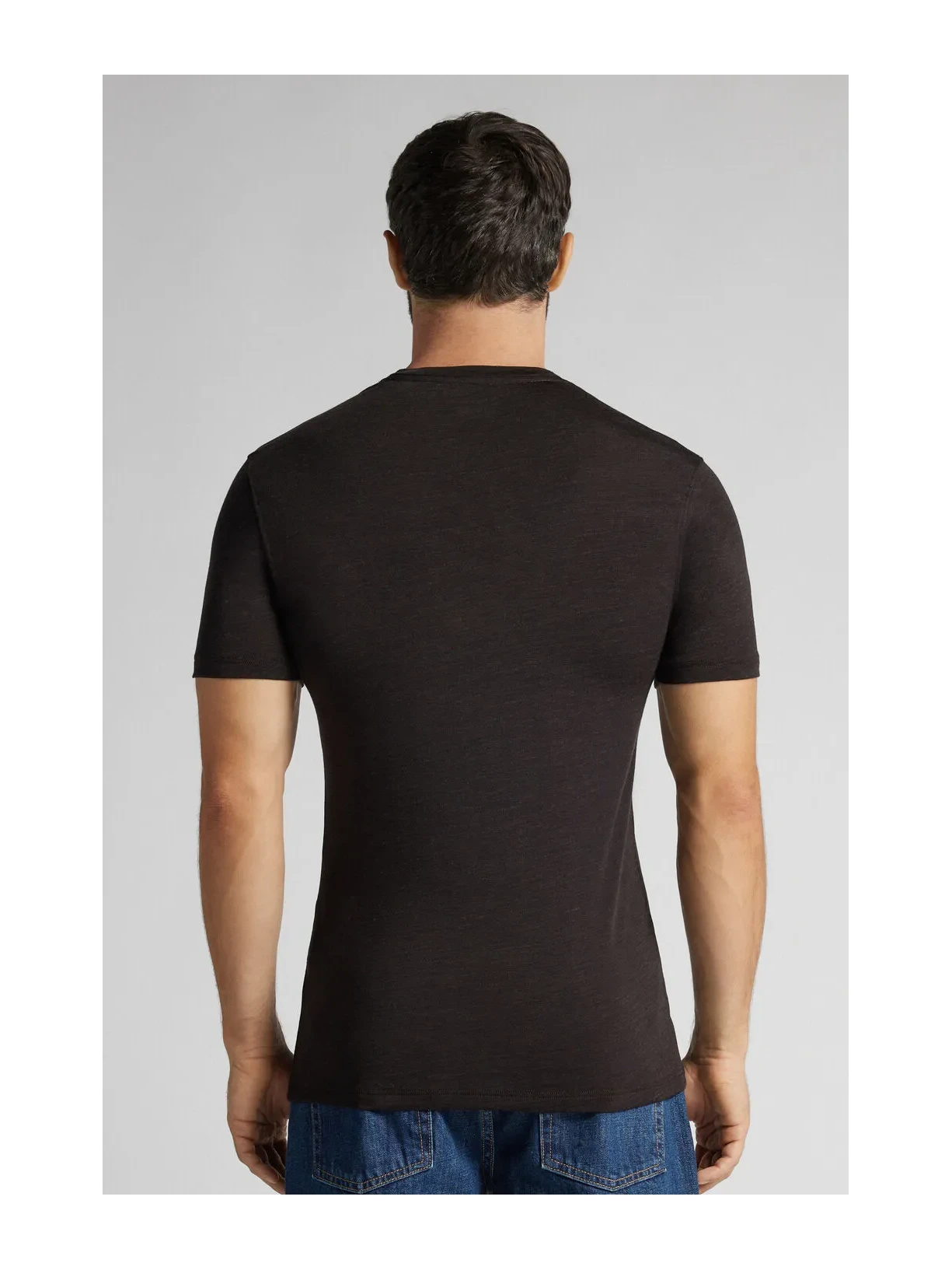 Camiseta De Manga Curta Em Lã Merino Elástica Marrom Intimissimi