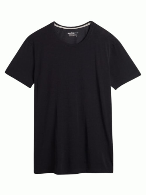 Camiseta De Manga Curta Em Lã Merino Elástica - Preto