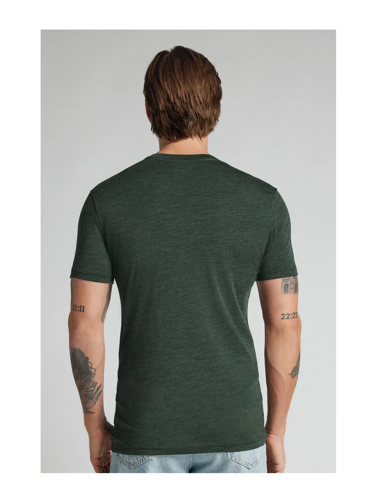 Camiseta De Manga Curta Em Lã Merino Elástica Verde Intimissimi