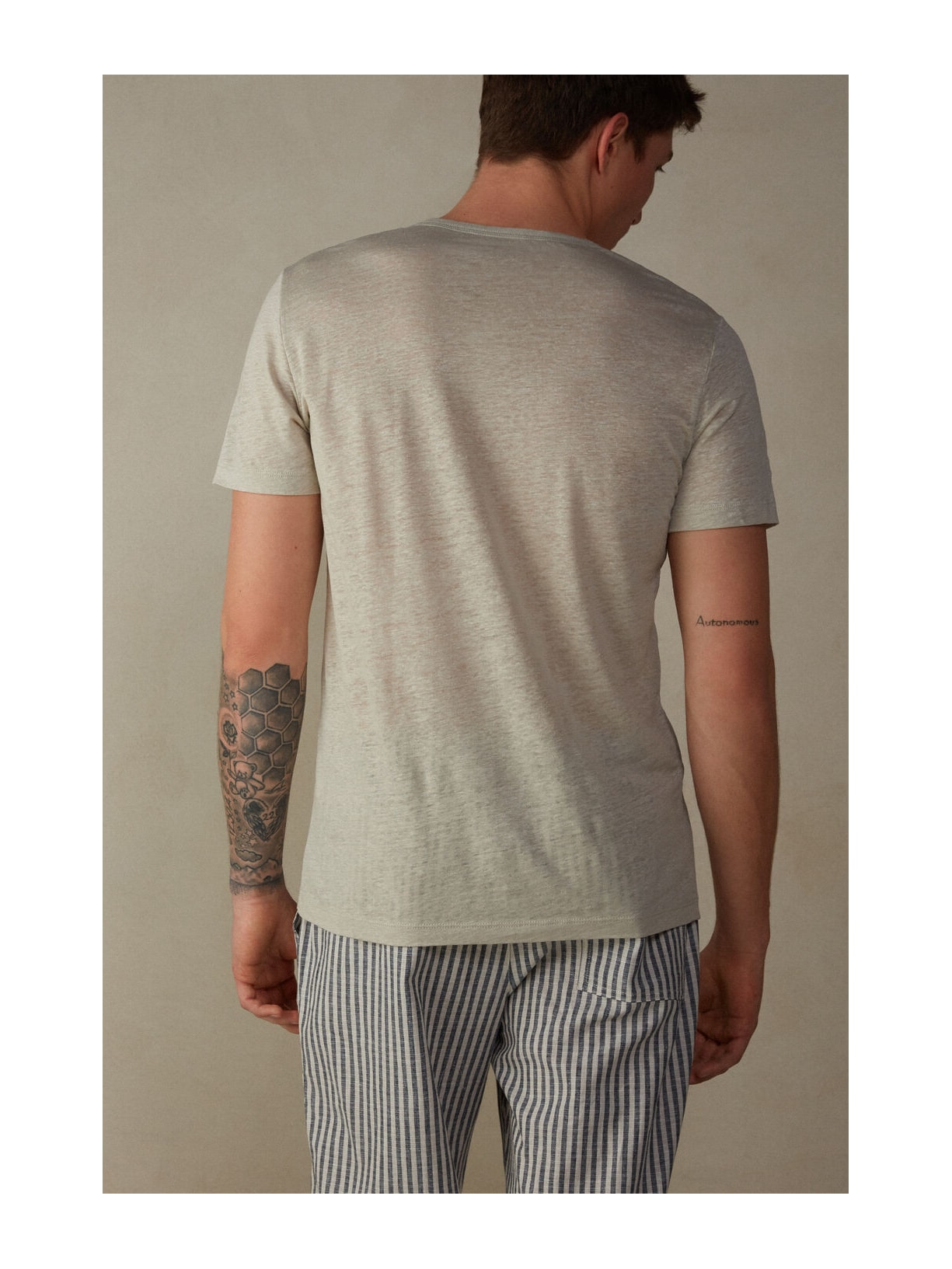 Camiseta De Manga Curta Em Linho Natural Intimissimi