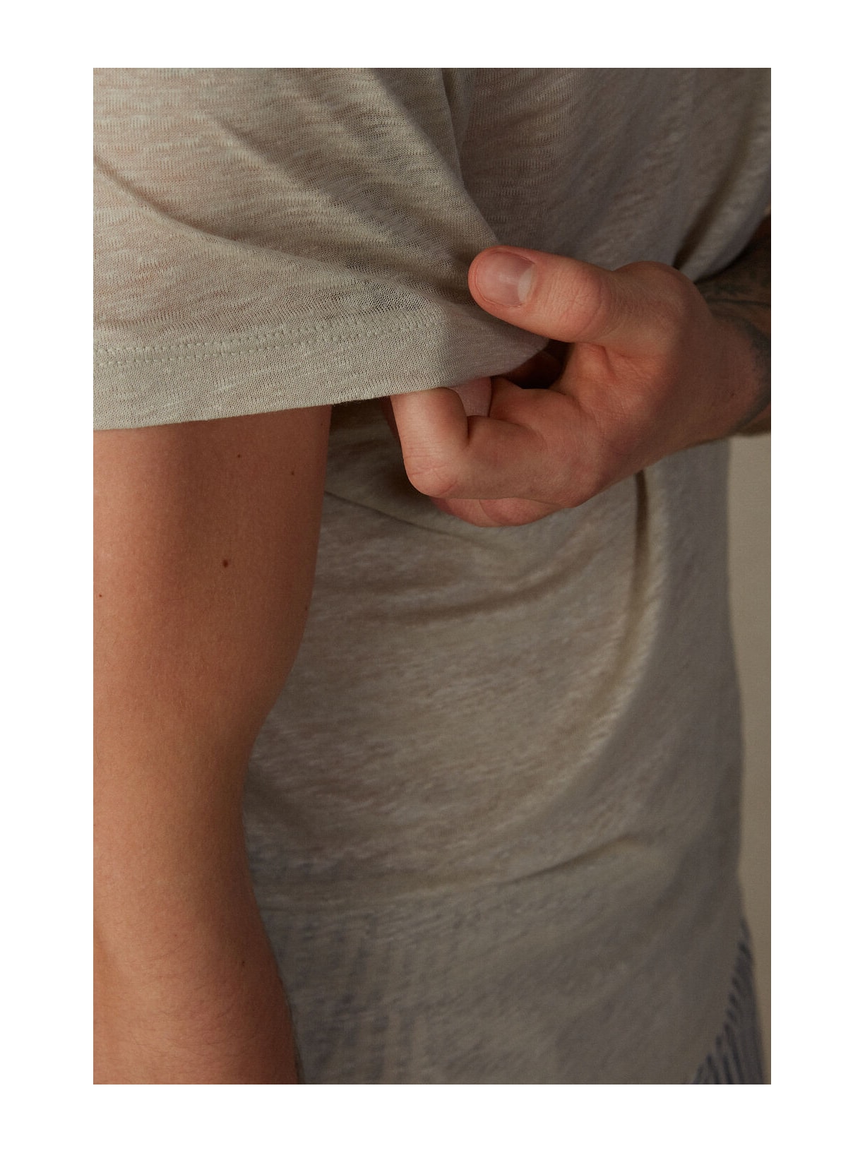 Camiseta De Manga Curta Em Linho Natural Intimissimi
