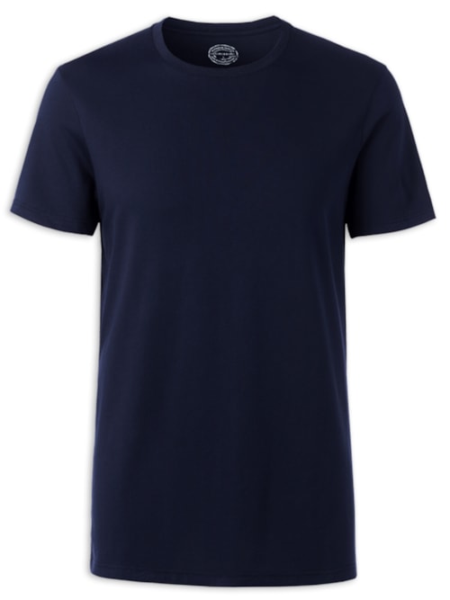 Camiseta De Manga Curta Gola De Algodao Supima® - Azul
