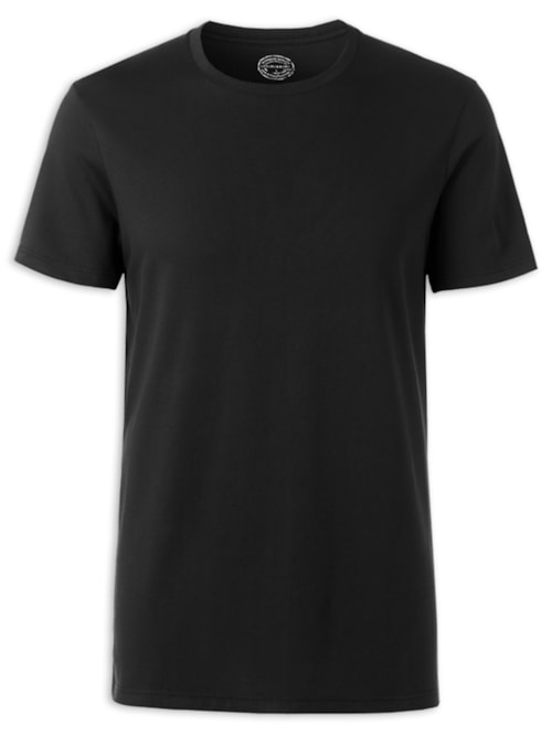 Camiseta De Manga Curta Gola De Algodao Supima® - Preto