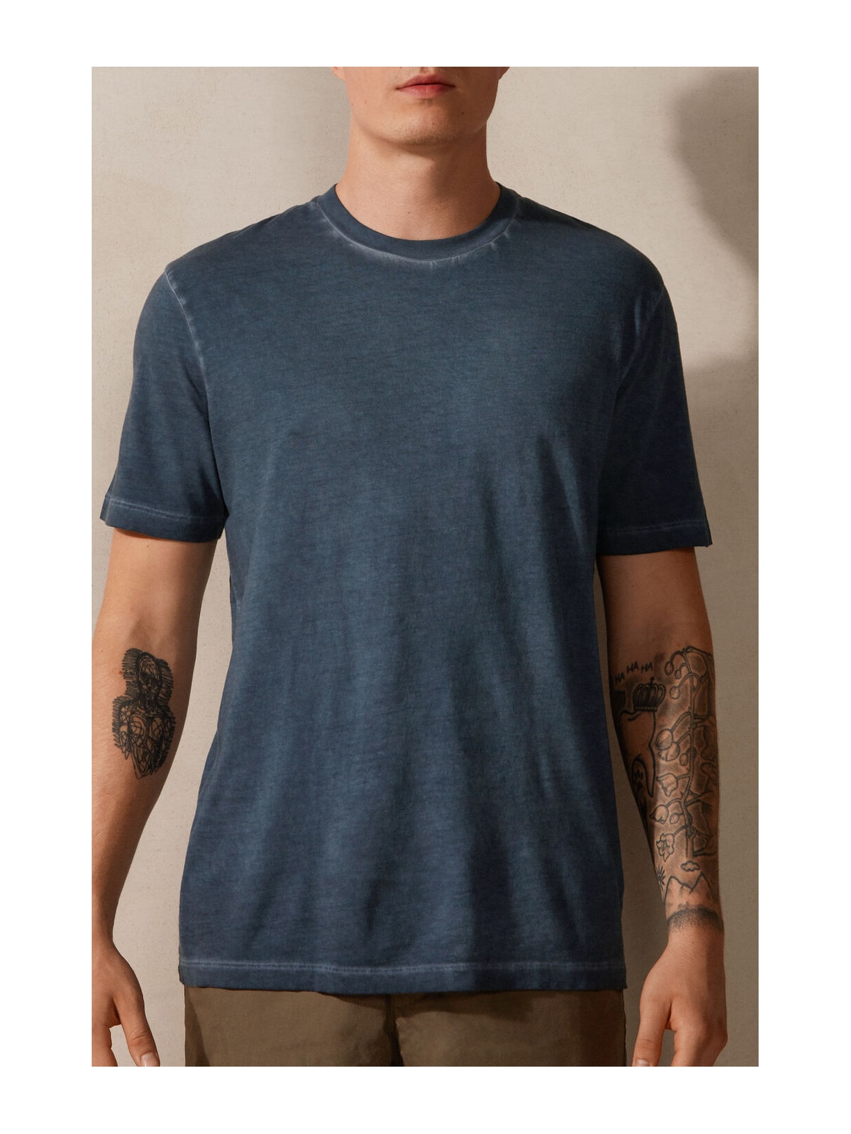 Camiseta Em Algodão Oil Washed Azul Intimissimi