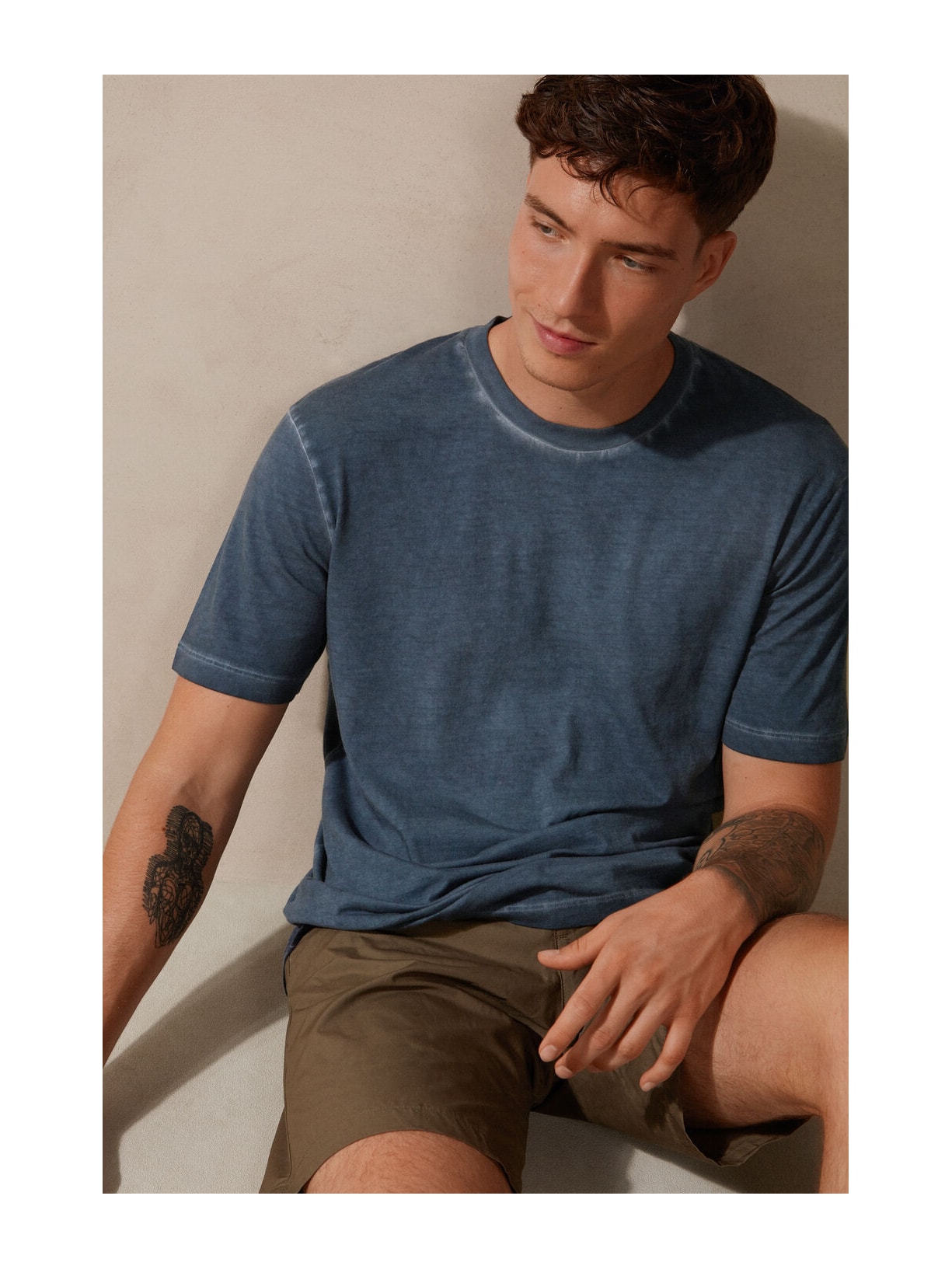 Camiseta Em Algodão Oil Washed Azul Intimissimi