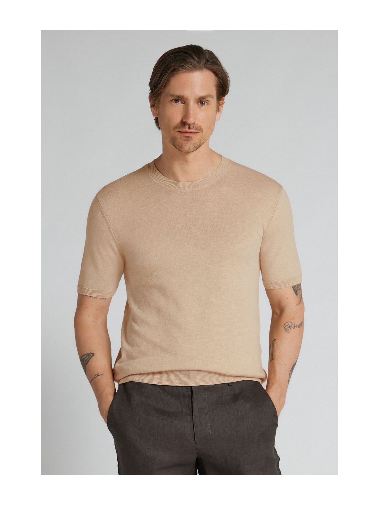 Camiseta Em Algodão Slub Bege Intimissimi