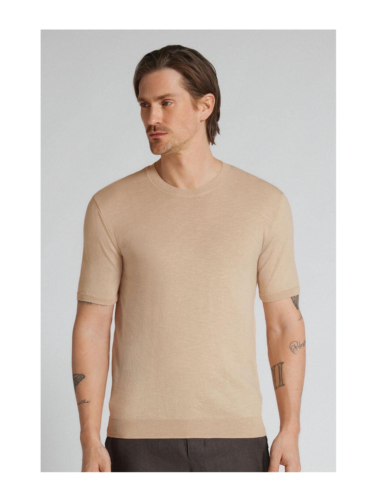 Camiseta Em Algodão Slub Bege Intimissimi