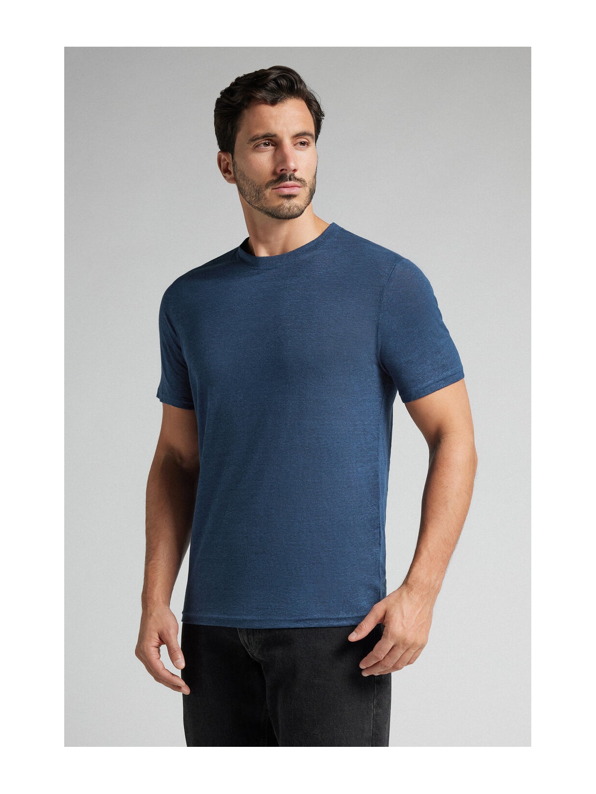 Camiseta Em Linho Azul Intimissimi