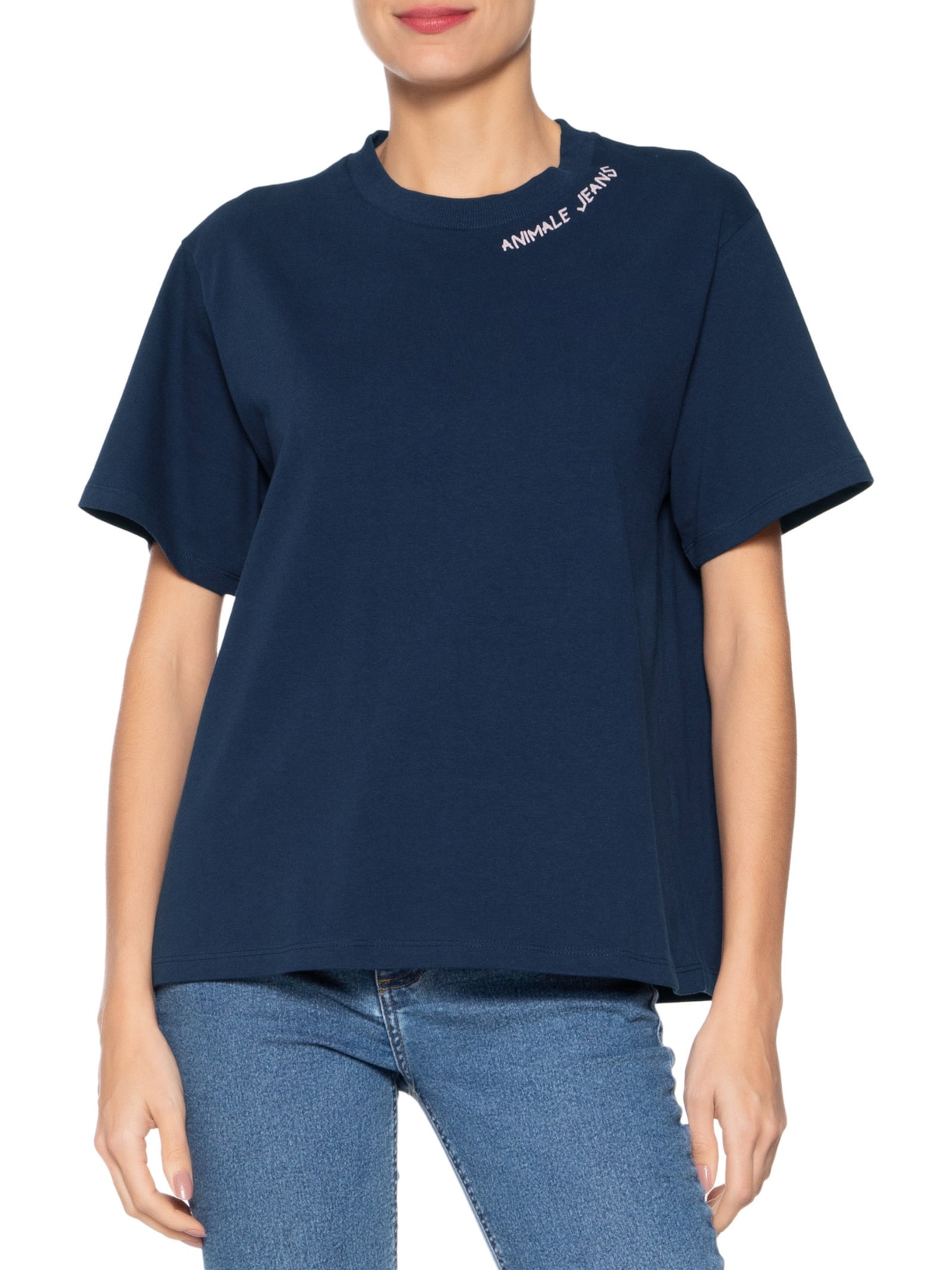 Camiseta Faminina Malha Easy Breeze Azul  Animale Jeans