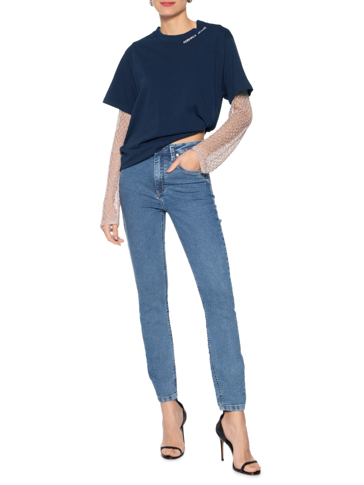 Camiseta Faminina Malha Easy Breeze Azul  Animale Jeans