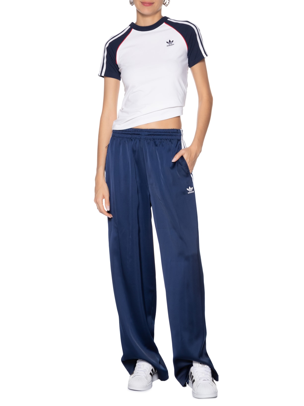 Camiseta Feminina 3S Raglan Slim Branco Adidas Originals