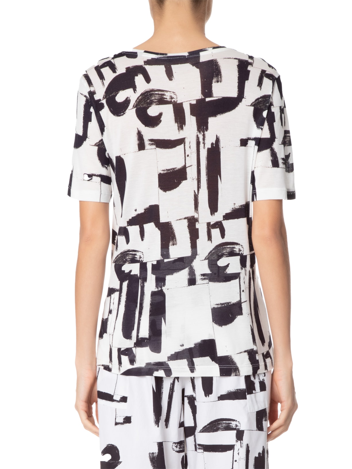 Camiseta Feminina Abstrato Expressão Preenchido Branco Animale