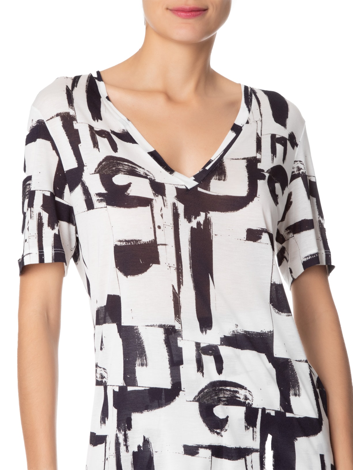Camiseta Feminina Abstrato Expressão Preenchido Branco Animale