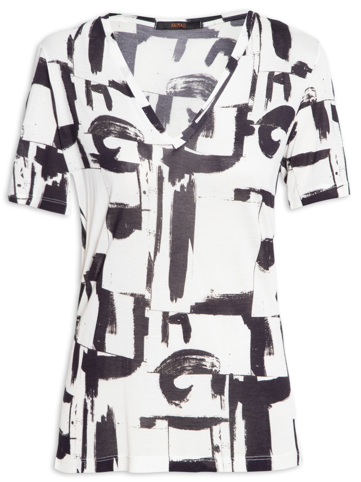 Camiseta Feminina Abstrato Expressão Preenchido - Branco