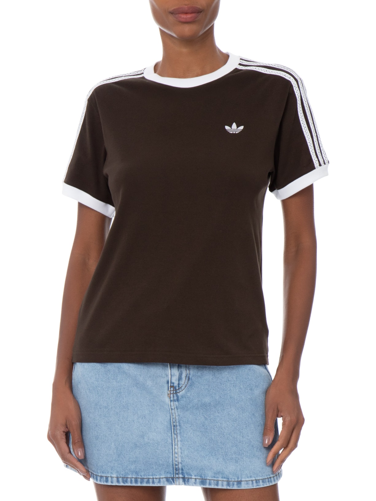 Camiseta Feminina Adicolor Crochê Marrom Adidas Originals