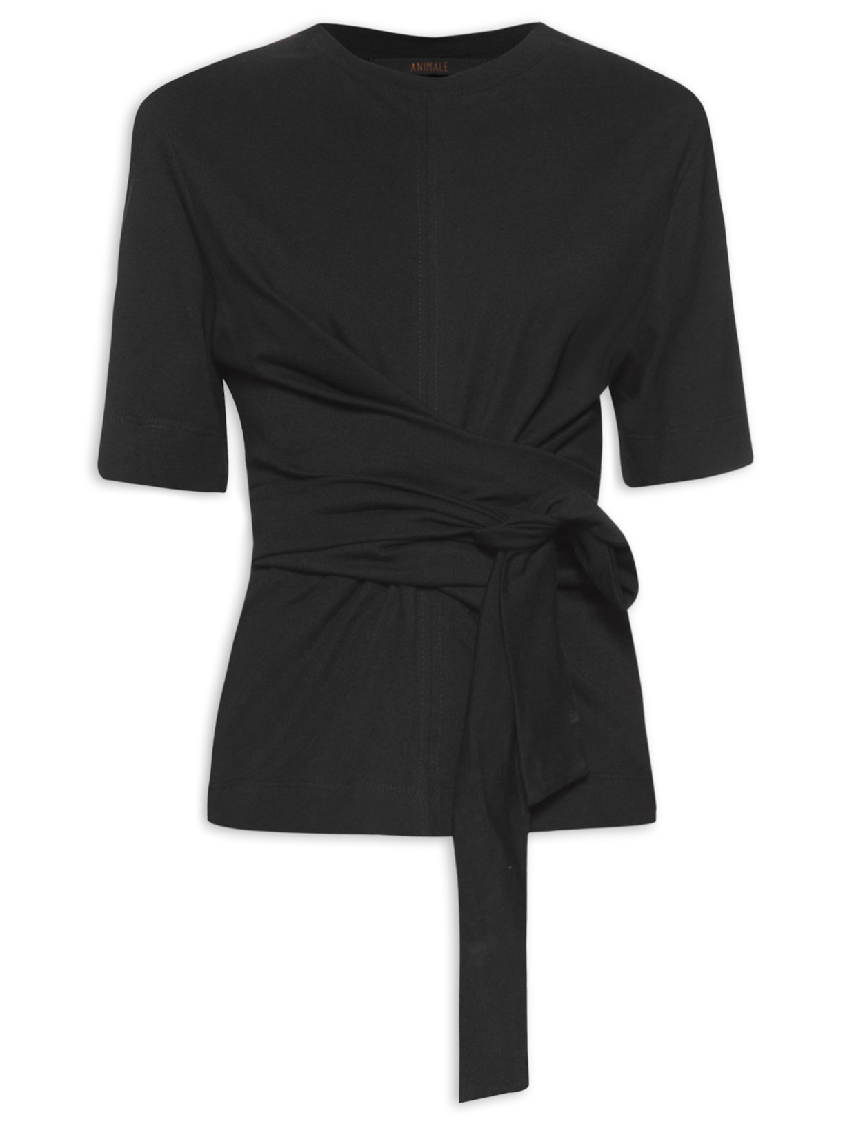 Camiseta Feminina Amarração Cintura - Preto