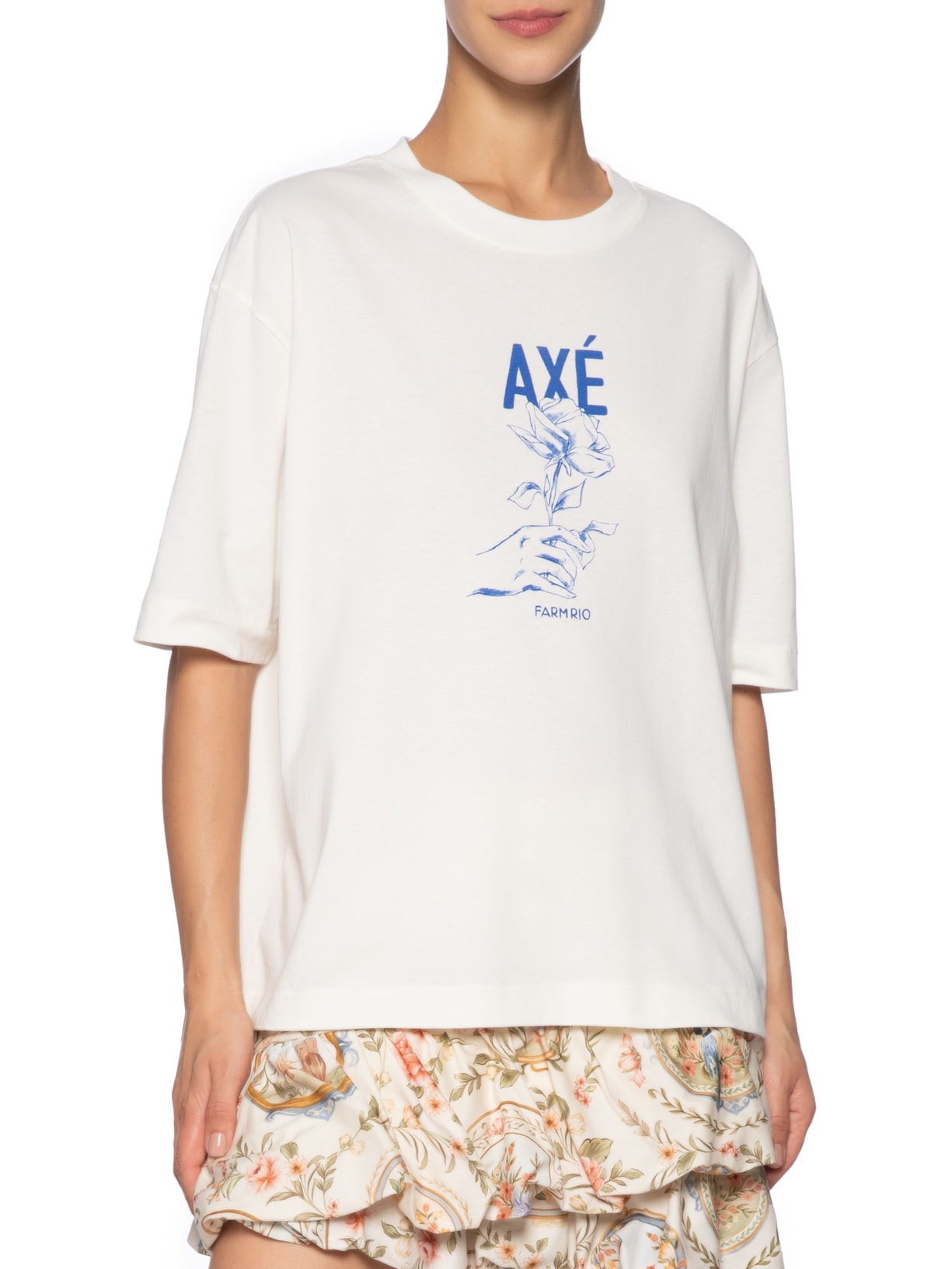 Camiseta Feminina Ampla Axé Branco Farm