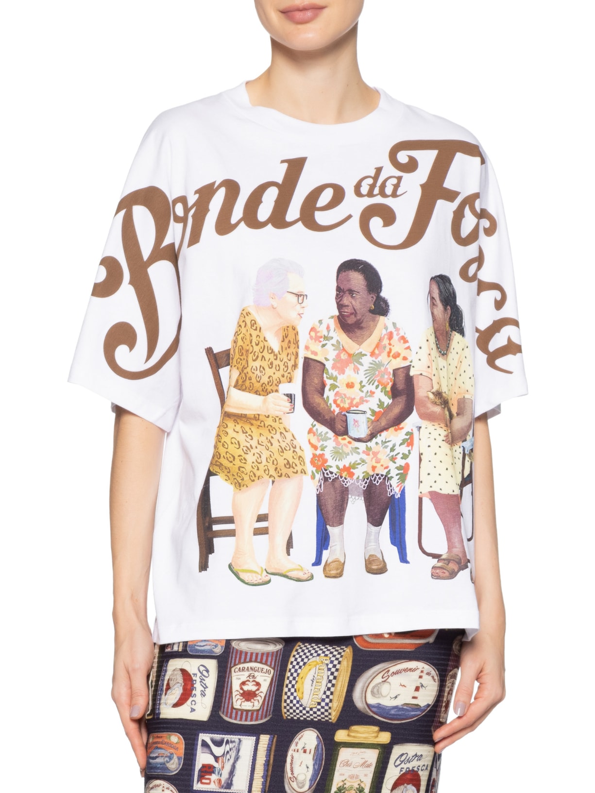 Camiseta Feminina Ampla Bonde Da Fofoca – Branco Farm
