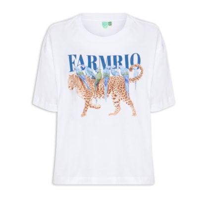 Camiseta Feminina Ampla Onça Pássaros - Branco