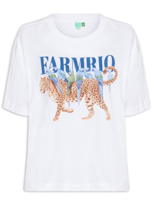 Camiseta Feminina Ampla Onça Pássaros - Branco