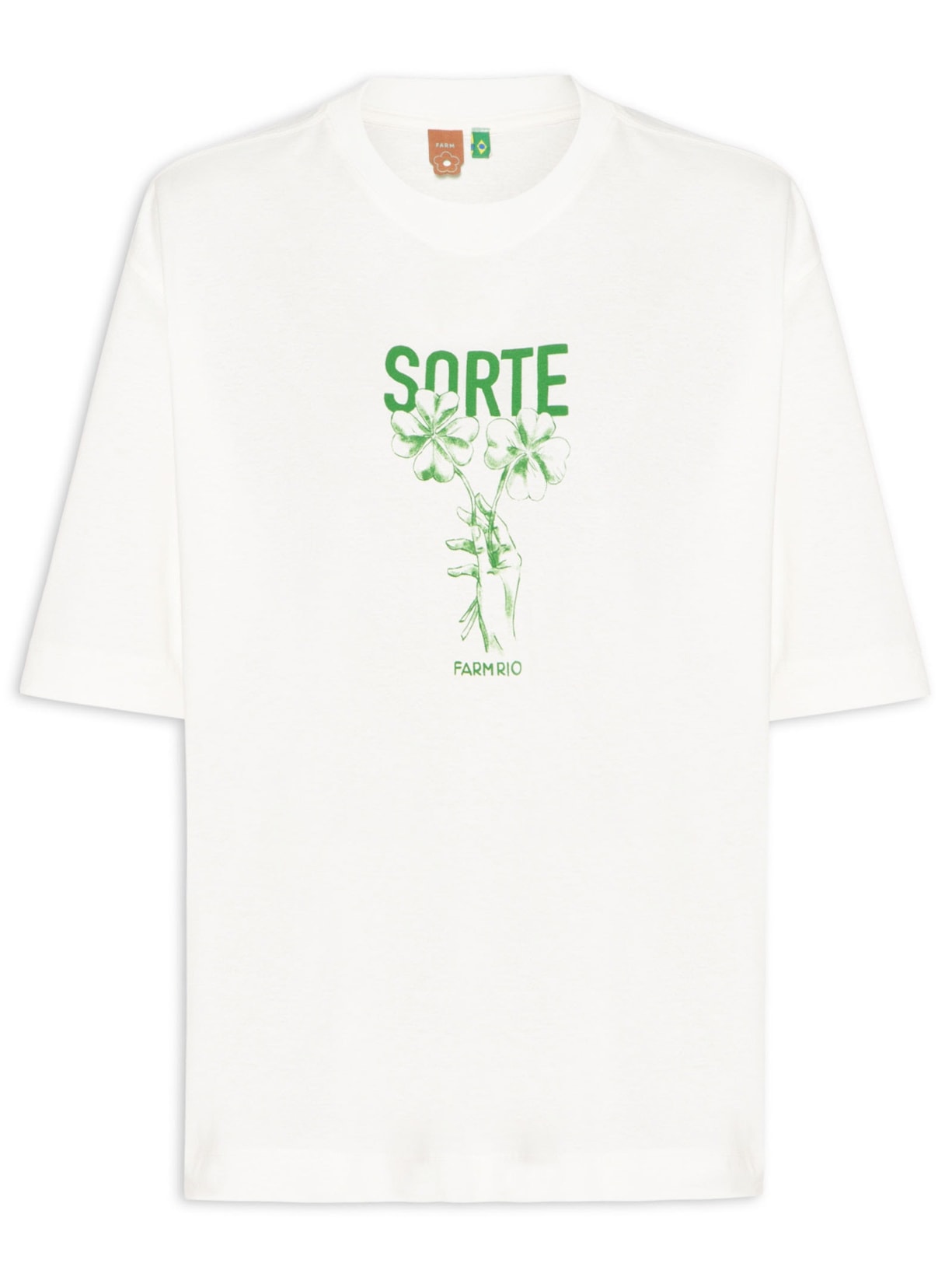 Camiseta Feminina Ampla Sorte Branco Farm