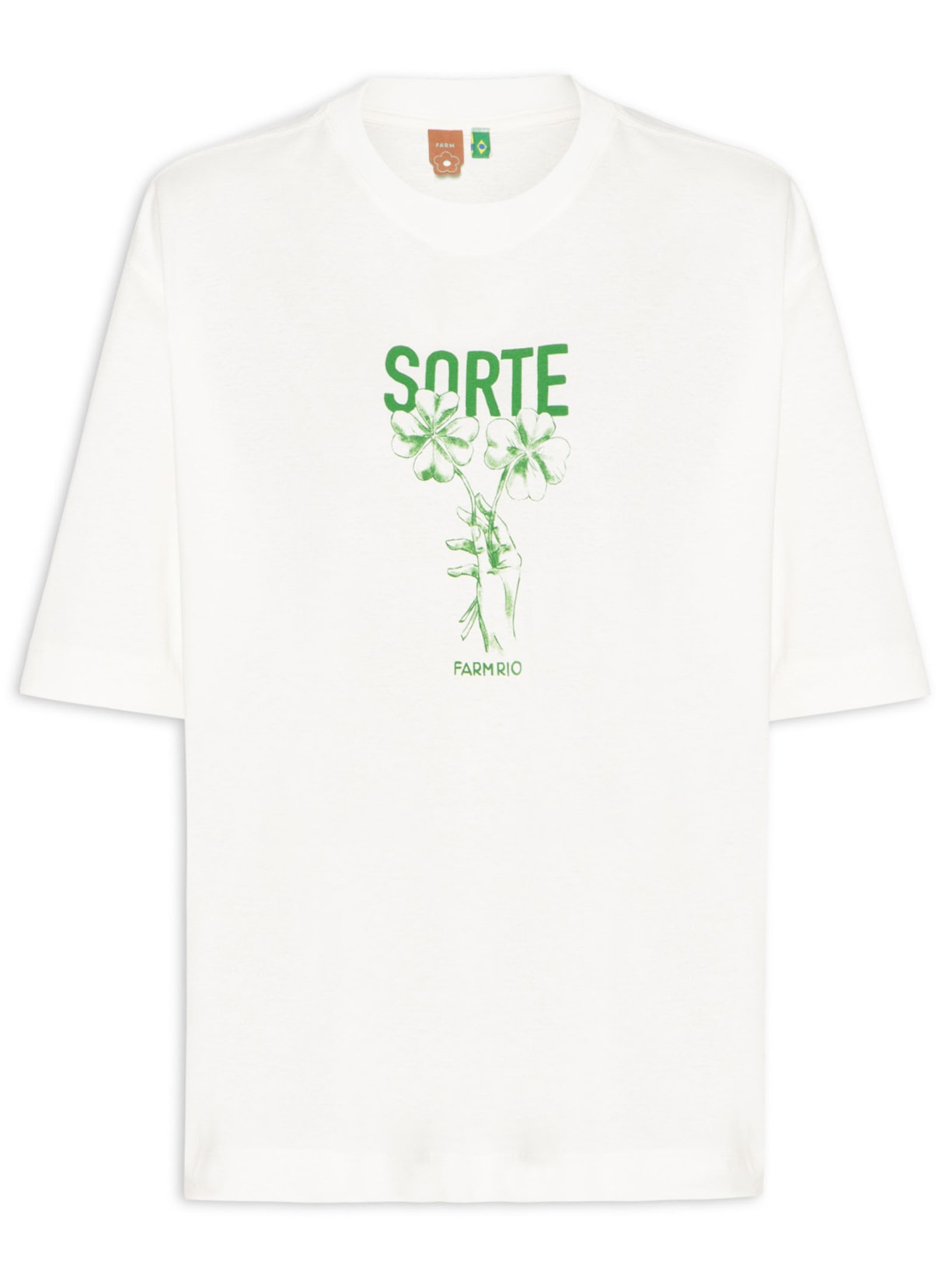 Camiseta Feminina Ampla Sorte Branco Farm