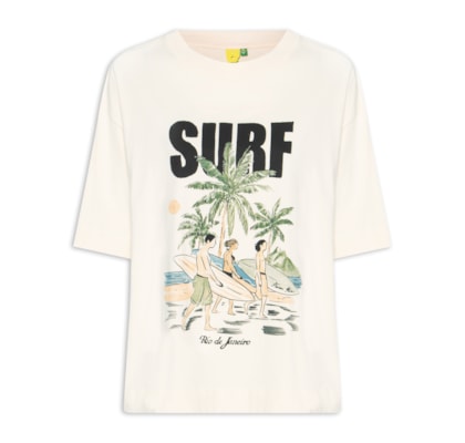 Camiseta Feminina Ampla Surf Rio - Bege