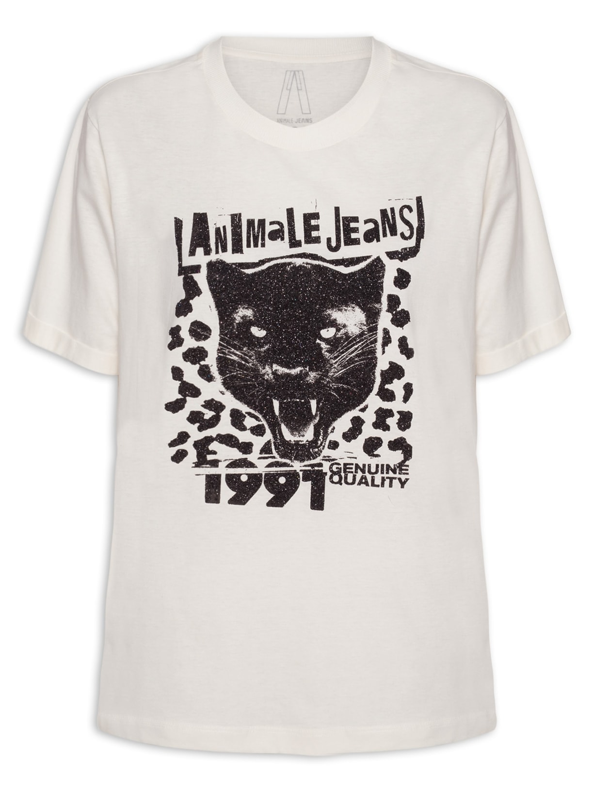 Camiseta Feminina Angry Panther Branco Animale Jeans