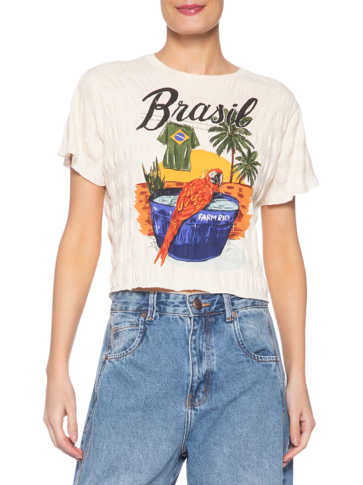 Camiseta Feminina Arara Brasil Off White Farm