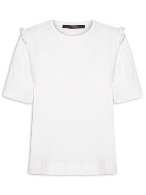 Camiseta Feminina Babado Manga - Branco