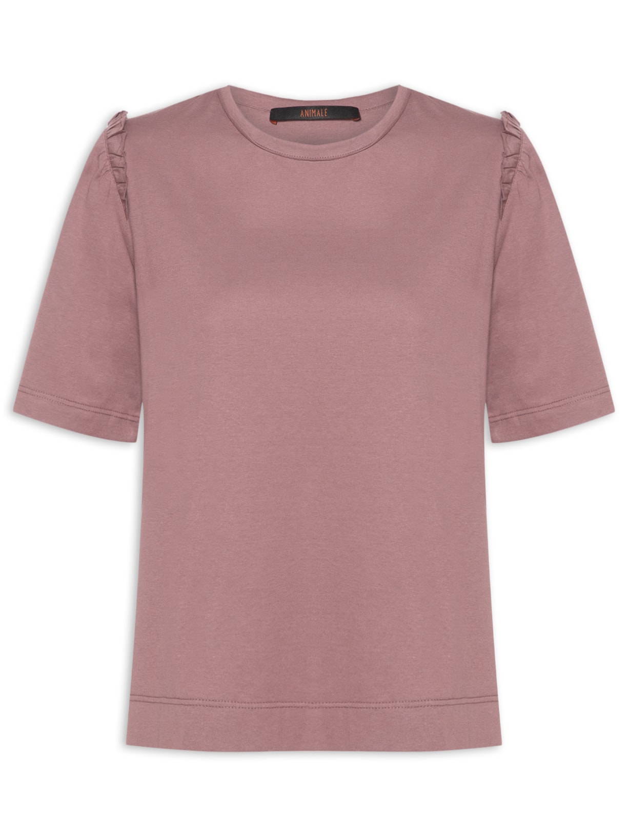 Camiseta Feminina Babado Manga Marrom Animale