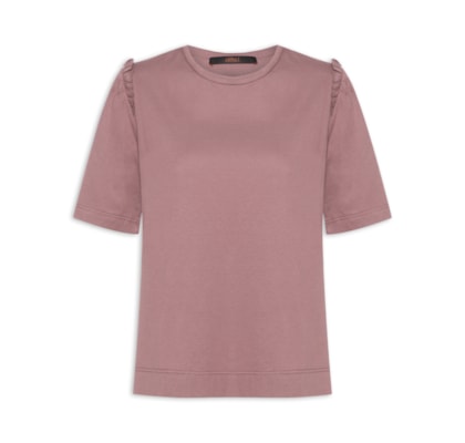 Camiseta Feminina Babado Manga - Marrom