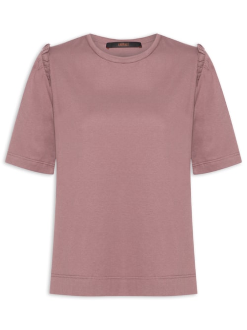 Camiseta Feminina Babado Manga - Marrom
