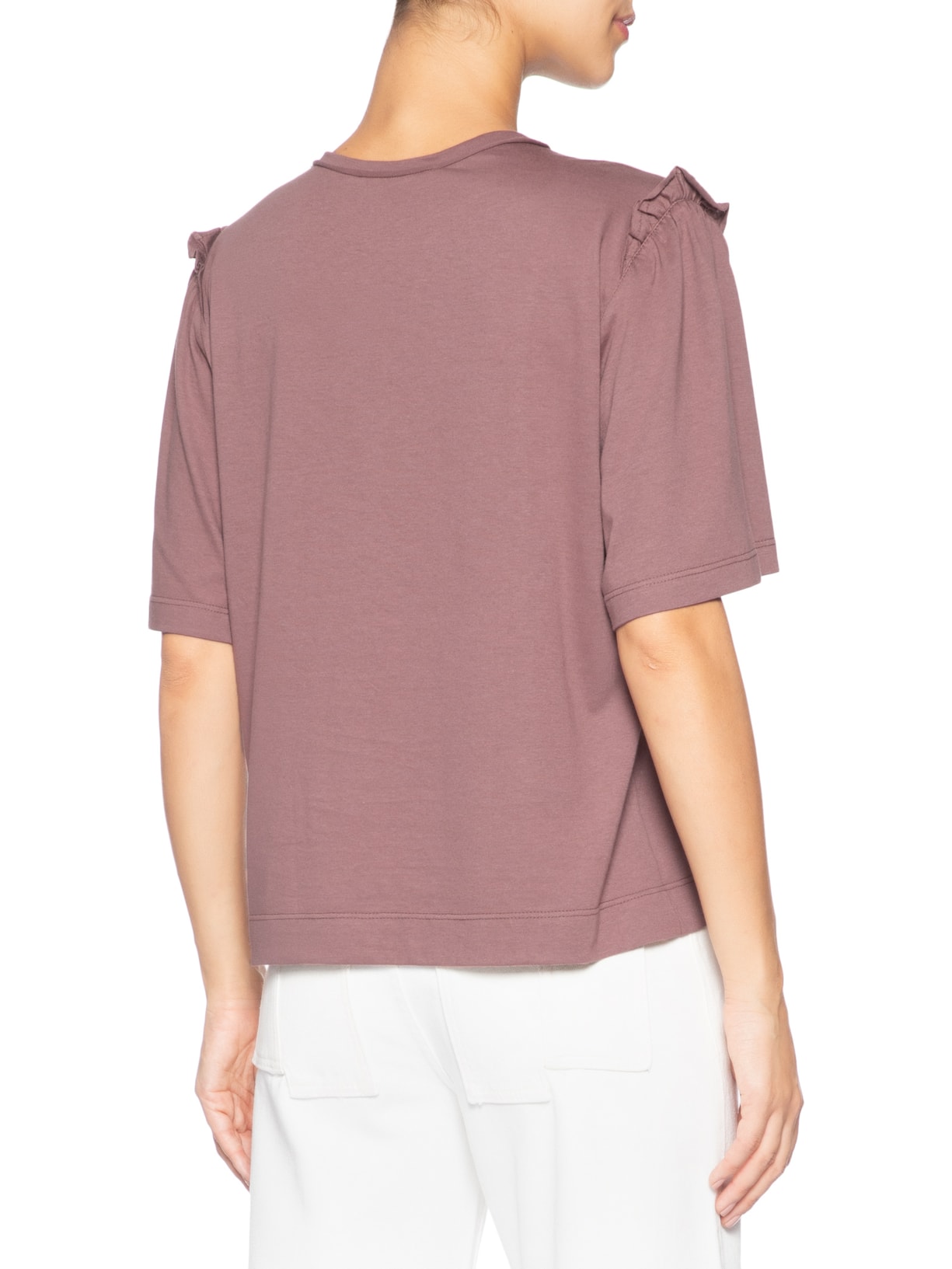 Camiseta Feminina Babado Manga Marrom Animale