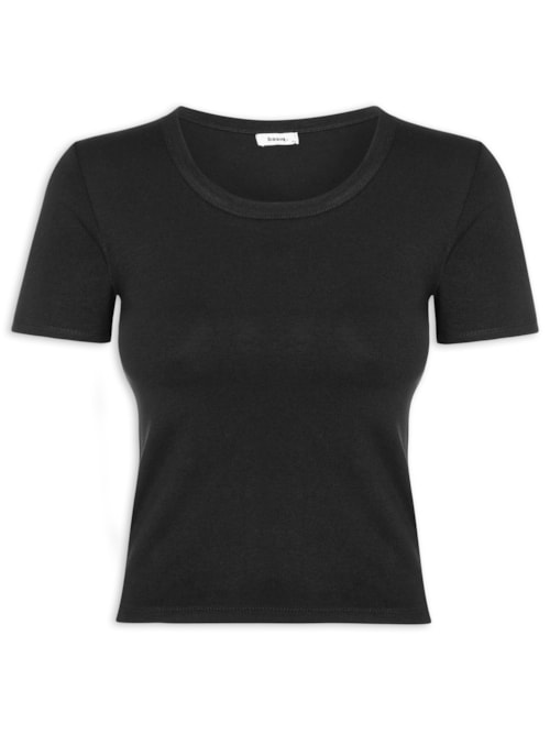 Camiseta Feminina Baby Look Canelada - Preto