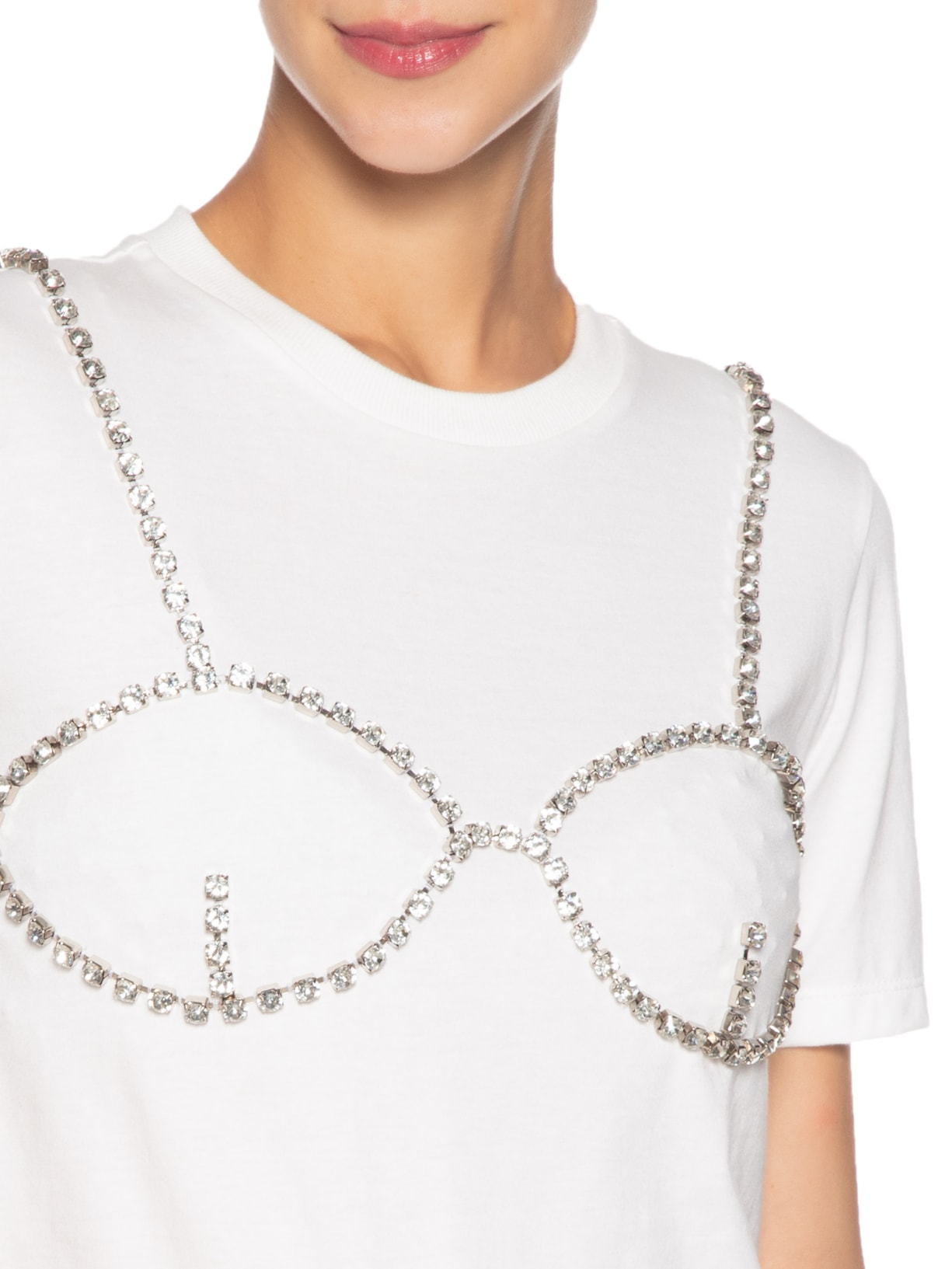 Camiseta Feminina Baby Tee Strass Off White S2g + Piesse