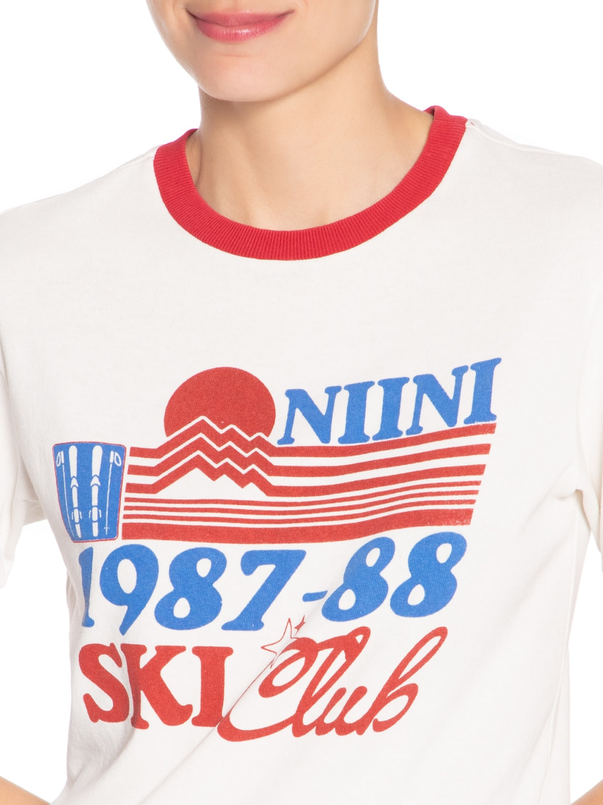 Camiseta Feminina Babylook Ski Club Off White Niini