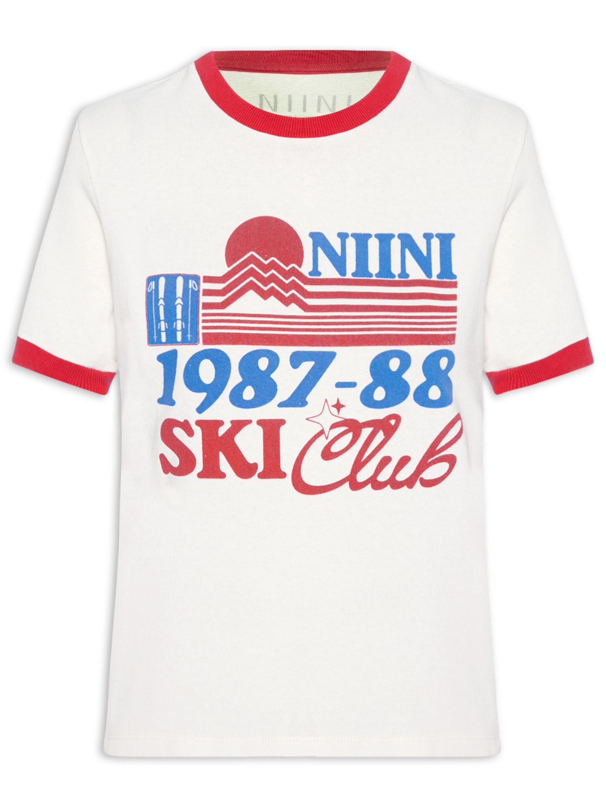 Camiseta Feminina Babylook Ski Club Off White Niini