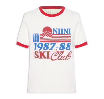 Camiseta Feminina Babylook Ski Club - Off White