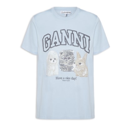 Camiseta Feminina Basic Cotton Jersey Animals Relaxed - Azul