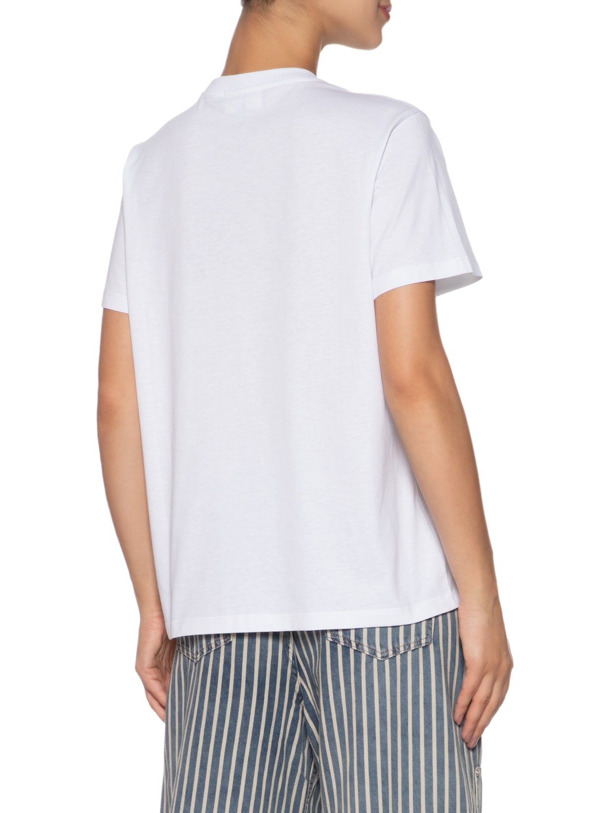 Camiseta Feminina Basic Cotton Jersey Animals Relaxed Branco Ganni