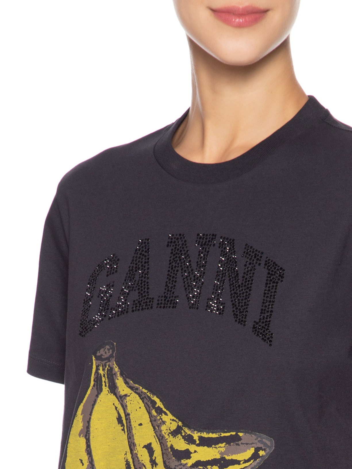 Camiseta Feminina Basic Cotton Jersey Banana Relaxed Cinza Ganni