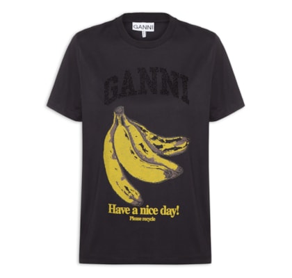 Camiseta Feminina Basic Cotton Jersey Banana Relaxed - Cinza