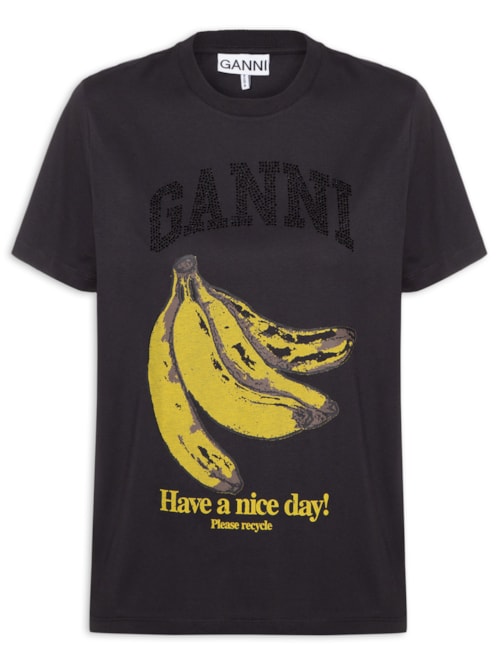 Camiseta Feminina Basic Cotton Jersey Banana Relaxed - Cinza