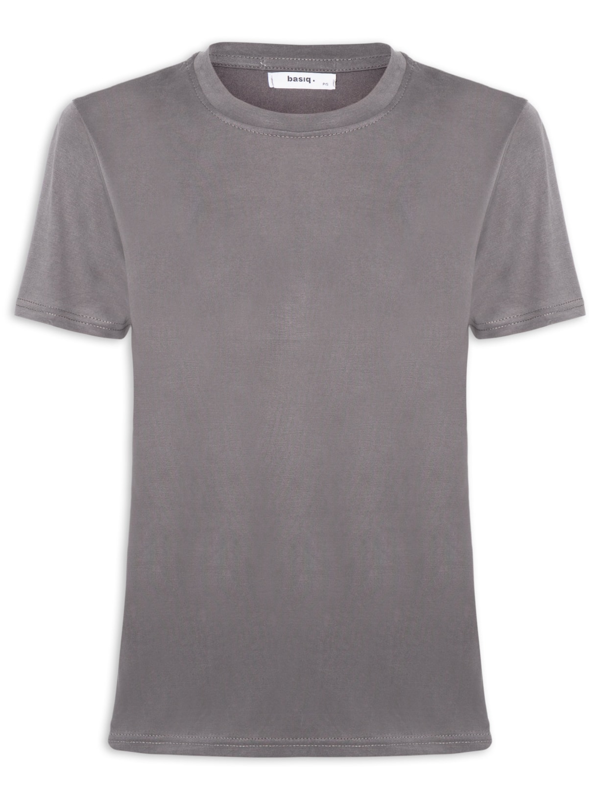 Camiseta Feminina Básica Alongada Cinza Basiq
